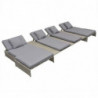 5-tlg. Garten-Lounge-Set Heidje mit Auflagen Poly Rattan Grau