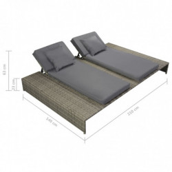 5-tlg. Garten-Lounge-Set Heidje mit Auflagen Poly Rattan Grau