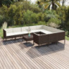 11-tlg. Garten-Lounge-Set mit Auflagen Poly Rattan Braun