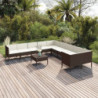 11-tlg. Garten-Lounge-Set mit Auflagen Poly Rattan Braun