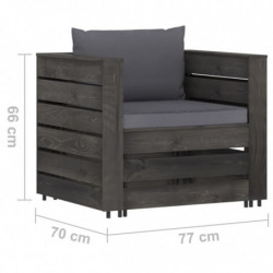 7-tlg. Garten-Lounge-Set mit Kissen Grau Imprägniertes Holz