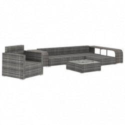 8-tlg. Garten-Lounge-Set Peet mit Auflagen Poly Rattan Grau