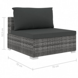 8-tlg. Garten-Lounge-Set Peet mit Auflagen Poly Rattan Grau