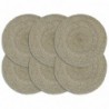 Tischsets 6 Stk. Uni Grau 38 cm Rund Jute