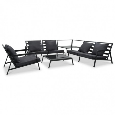 5-tlg. Garten-Lounge-Set Gwen mit Auflagen Aluminium Dunkelgrau