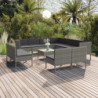 12-tlg. Garten-Lounge-Set mit Auflagen Poly Rattan Grau