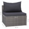 7-tlg. Garten-Lounge-Set mit Kissen Poly Rattan Grau