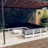 12-tlg. Garten-Lounge-Set mit Kissen Weiß Kiefernholz