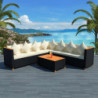 5-tlg. Garten-Lounge-Set Helmina mit Auflagen Poly Rattan Schwarz