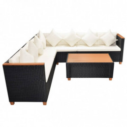 5-tlg. Garten-Lounge-Set Helmina mit Auflagen Poly Rattan Schwarz