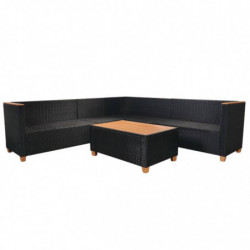 5-tlg. Garten-Lounge-Set Helmina mit Auflagen Poly Rattan Schwarz