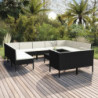 12-tlg. Garten-Lounge-Set mit Auflagen Poly Rattan Schwarz