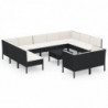 12-tlg. Garten-Lounge-Set mit Auflagen Poly Rattan Schwarz