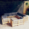 11-tlg. Garten-Lounge-Set mit Grauen Kissen Massivholz Kiefer