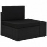 9-tlg. Garten-Lounge-Set mit Kissen Schwarz Poly Rattan