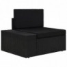 9-tlg. Garten-Lounge-Set mit Kissen Schwarz Poly Rattan