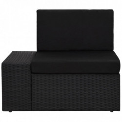 9-tlg. Garten-Lounge-Set mit Kissen Schwarz Poly Rattan