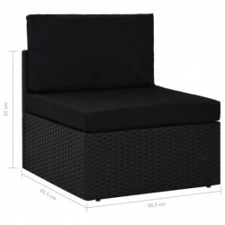 9-tlg. Garten-Lounge-Set mit Kissen Schwarz Poly Rattan