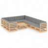 11-tlg. Garten-Lounge-Set Anakin mit Kissen Kiefer Massivholz