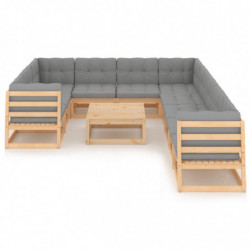 11-tlg. Garten-Lounge-Set Anakin mit Kissen Kiefer Massivholz