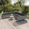 12-tlg. Garten-Lounge-Set mit Auflagen Poly Rattan Grau