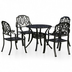 5-tlg. Bistro-Set Aluminiumguss Schwarz