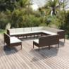 12-tlg. Garten-Lounge-Set mit Auflagen Poly Rattan Braun