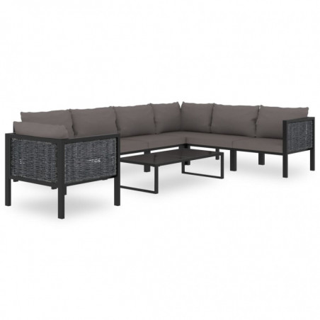 8-tlg. Garten-Lounge-Set mit Auflagen Poly Rattan Anthrazit