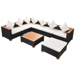 8-tlg. Garten-Lounge-Set Penelope mit Auflagen Poly Rattan Schwarz