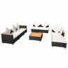 8-tlg. Garten-Lounge-Set Penelope mit Auflagen Poly Rattan Schwarz