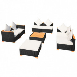 8-tlg. Garten-Lounge-Set Penelope mit Auflagen Poly Rattan Schwarz