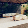 11-tlg. Garten-Lounge-Set mit Kissen Honigbraun Kiefernholz