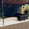 11-tlg. Garten-Lounge-Set mit Kissen Schwarz Kiefernholz