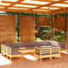 12-tlg. Garten-Lounge-Set mit Grauen Kissen Kiefer Massivholz