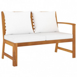 9-tlg. Garten-Lounge-Set mit Auflagen Creme Massivholz Akazie