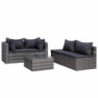 8-tlg. Garten-Lounge-Set mit Kissen Poly Rattan Grau