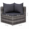 8-tlg. Garten-Lounge-Set mit Kissen Poly Rattan Grau