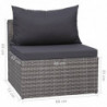 8-tlg. Garten-Lounge-Set mit Kissen Poly Rattan Grau