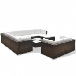 10-tlg. Garten-Lounge-Set Aimée mit Auflagen Poly Rattan Braun