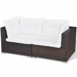 10-tlg. Garten-Lounge-Set Aimée mit Auflagen Poly Rattan Braun