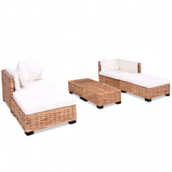 Sofagarnitur 16-tlg. Natürliches Rattan