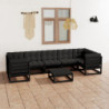 8-tlg. Garten-Lounge-Set mit Kissen Schwarz Kiefer Massivholz