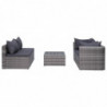 9-tlg. Garten-Lounge-Set mit Kissen Poly Rattan Grau