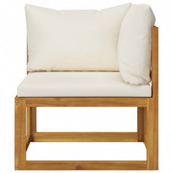 10-tlg. Garten-Lounge-Set mit Auflagen Creme Massivholz Akazie