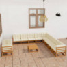 12-tlg. Garten-Lounge-Set Kissen Honigbraun Kiefer Massivholz