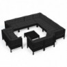 12-tlg. Garten-Lounge-Set mit Kissen Schwarz Massivholz Kiefer