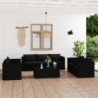 9-tlg. Garten-Lounge-Set mit Kissen Poly Rattan Schwarz