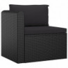 9-tlg. Garten-Lounge-Set mit Kissen Poly Rattan Schwarz