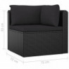 9-tlg. Garten-Lounge-Set mit Kissen Poly Rattan Schwarz