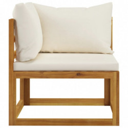 12-tlg. Garten-Lounge-Set mit Auflagen Creme Massivholz Akazie